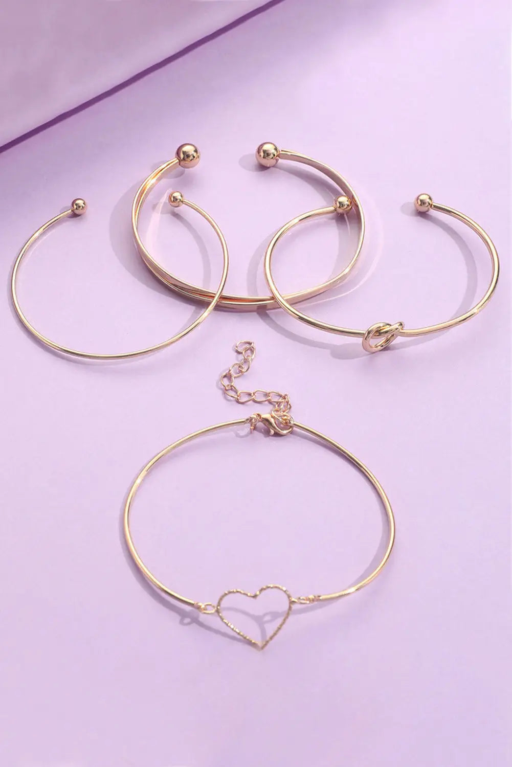 Gold love geometric cross bracelet 4-piece set - one size /