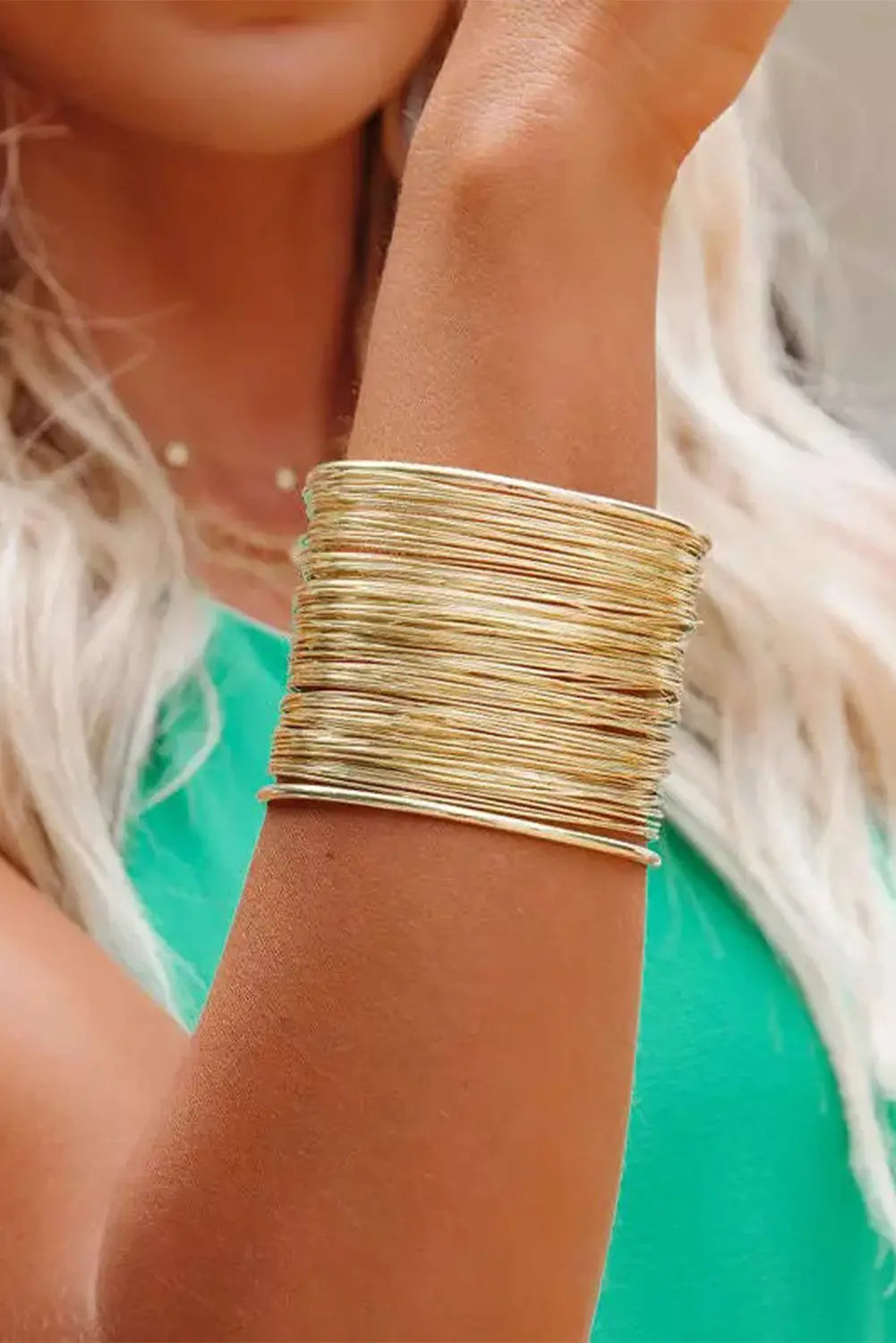 Gold luxury heavy metal high quality open wire bracelet -