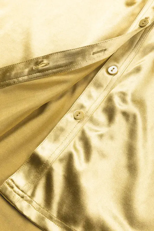 Gold metallic luster chest pocket shirt - tops