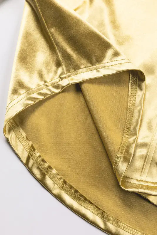 Gold metallic luster chest pocket shirt - tops