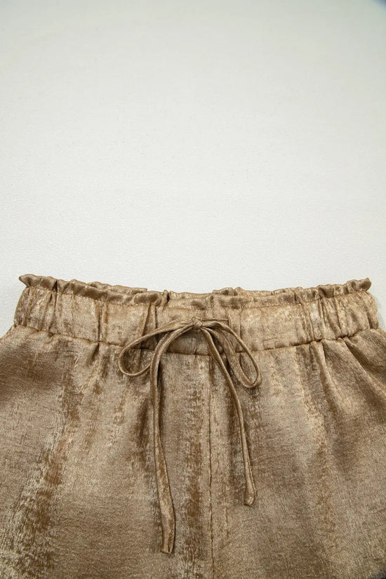 Gold metallic shorts women | high waist summer casual