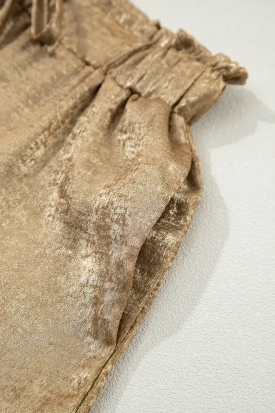 Gold metallic shorts women | high waist summer casual