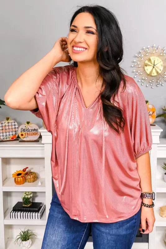 Gold plus size floral embroidered short sleeve top