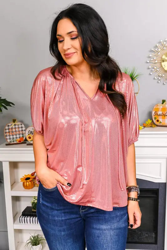 Gold plus size floral embroidered short sleeve top