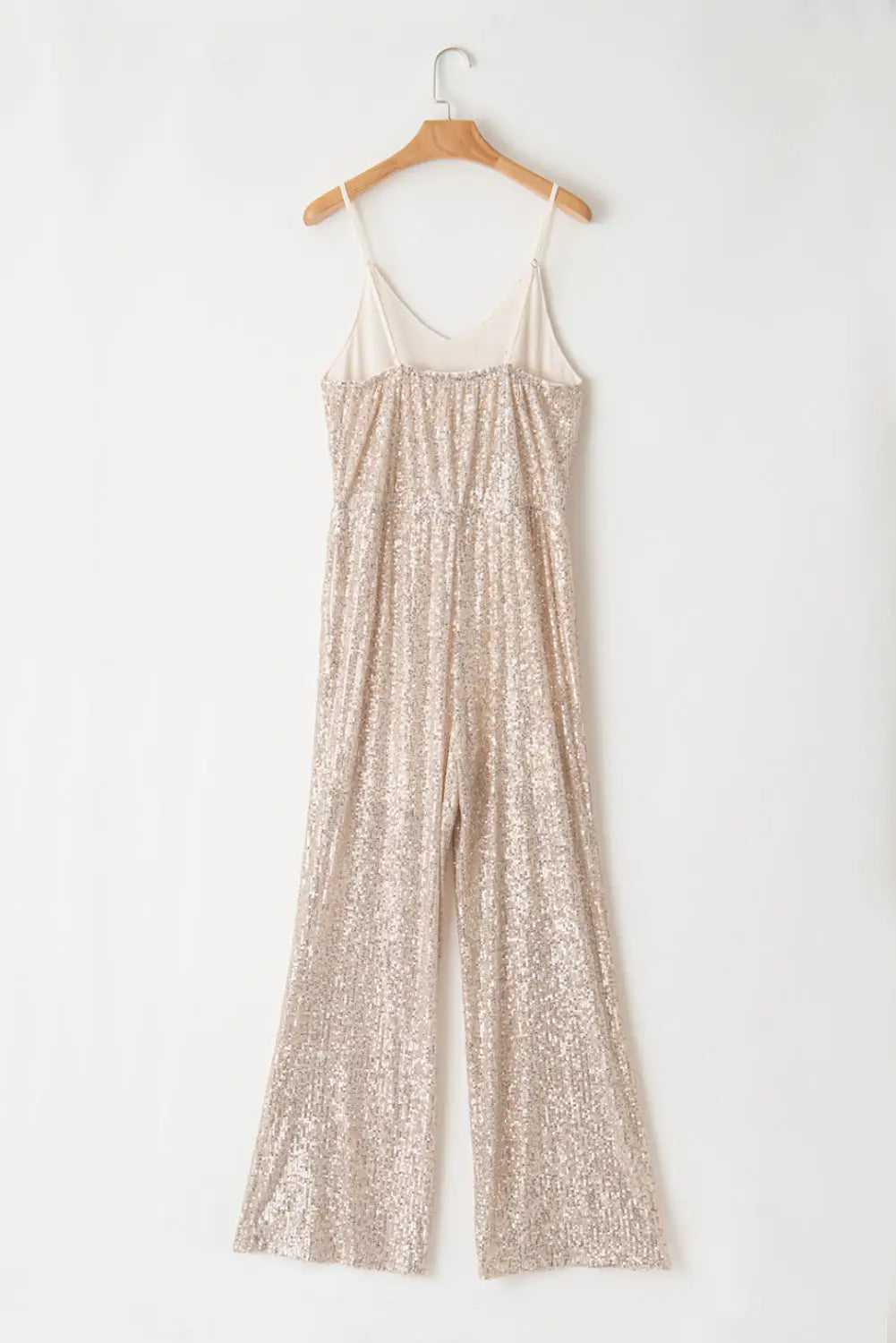 Gold sequined v neck sleeveless high waist jumpsuit - jumpsuits & rompers