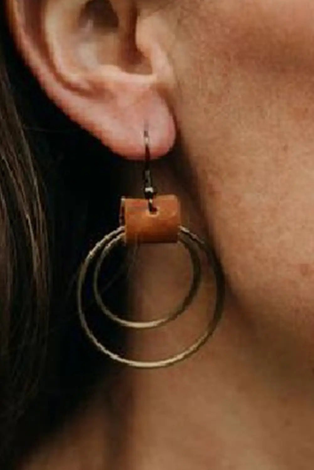 Gold vintage hoop hook earrings - one size / 100% alloy