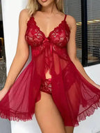 Good Evening Lace Mesh Babydolls Lingerie - Fashionfitz