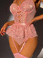 Good wife 3-pieces lace corset garter - pink / s - corsets & bustiers