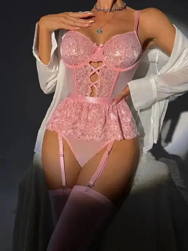 Good Wife 3-Pieces Lace Corset Garter - Fashionfitz