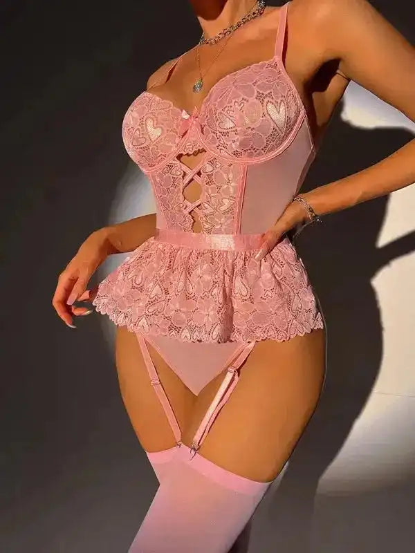 Good Wife 3-Pieces Lace Corset Garter - Fashionfitz