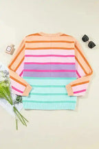 Gradient Striped Loose Sweater - Fashionfitz