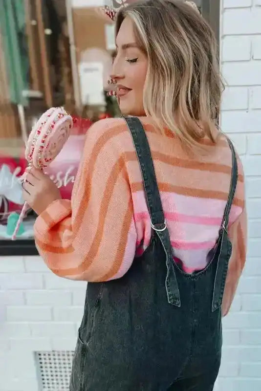 Gradient Striped Loose Sweater - Fashionfitz