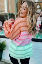 Gradient Striped Loose Sweater - Fashionfitz