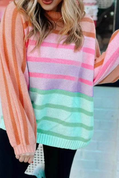 Gradient striped loose sweater - multicolor / s / 50% viscose + 28% polyester + 22% polyamide - sweaters