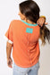Grapefruit Orange Contrast Trim Exposed Seam V Neck T-shirt - Fashionfitz