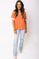 Grapefruit Orange Contrast Trim Exposed Seam V Neck T-shirt - Fashionfitz