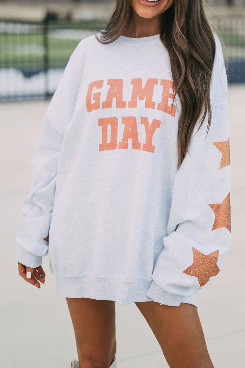 Grapefruit orange game day graphic sweatshirt - s / 50% polyester + 50% cotton - sweatshits & hoodies