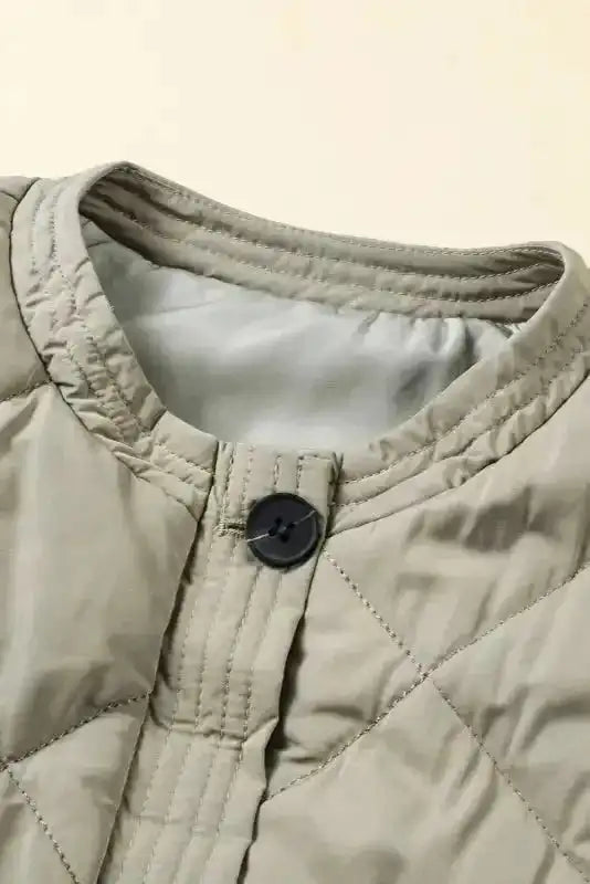 Grass Green Quilted Long Vest Jacket with Pockets - Fashionfitz