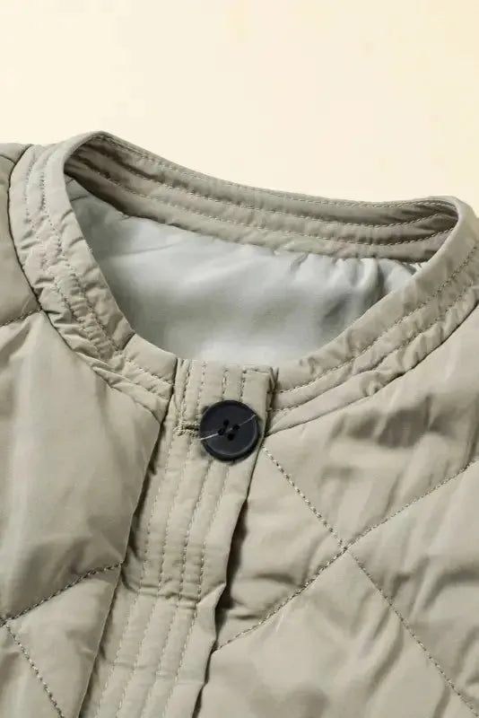 Grass Green Quilted Long Vest Jacket with Pockets - Fashionfitz