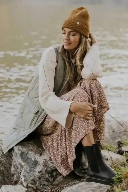 Grass Green Quilted Long Vest Jacket with Pockets - Fashionfitz