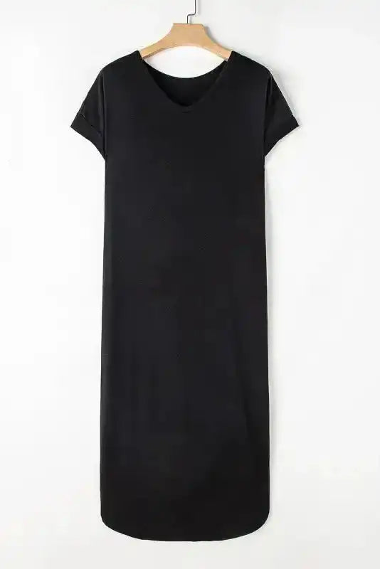 Grass Green Splits Maxi T-shirt Dress - Fashionfitz