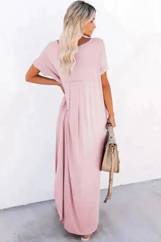 Grass Green Splits Maxi T-shirt Dress - Fashionfitz