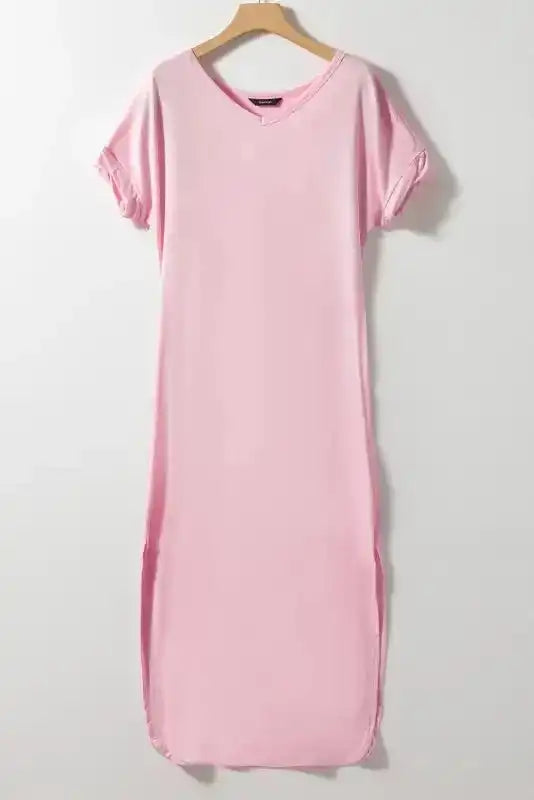 Grass Green Splits Maxi T-shirt Dress - Fashionfitz