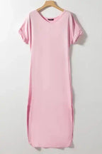 Grass Green Splits Maxi T-shirt Dress - Fashionfitz