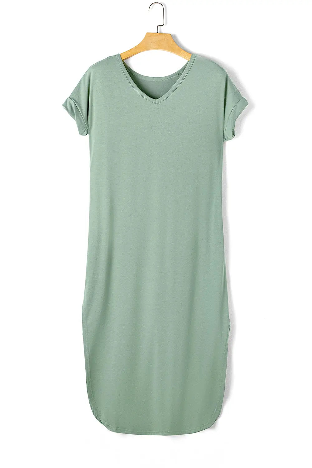 Grass green splits maxi t-shirt dress - t shirt dresses