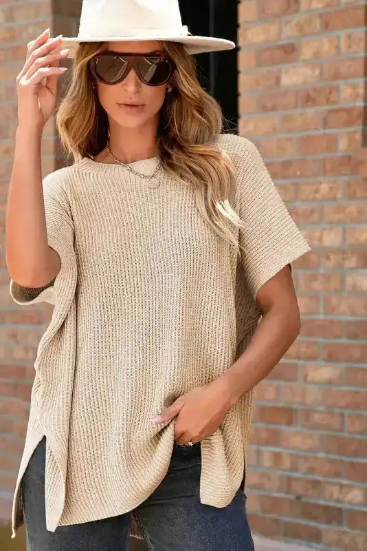 Gray Asymmetric Oversized Sweater - Fashionfitz