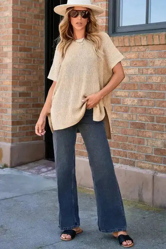 Gray Asymmetric Oversized Sweater - Fashionfitz