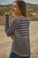 Gray aztec patchwork ribbed long sleeve top - tops