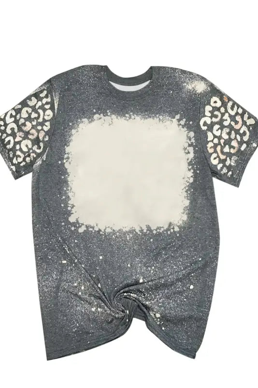 Gray bleached leopard short sleeve t-shirt - t-shirts