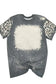 Gray bleached leopard short sleeve t-shirt - t-shirts