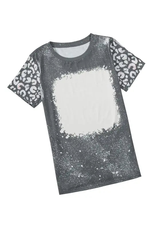 Gray bleached leopard short sleeve t-shirt - t-shirts