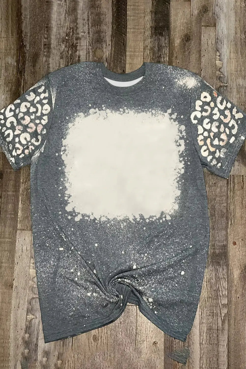 Gray bleached leopard short sleeve t-shirt - t-shirts