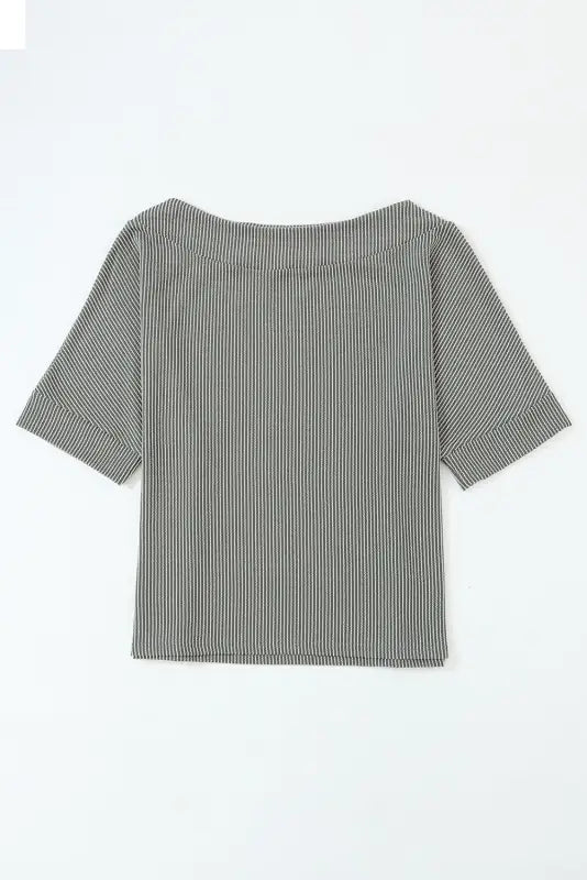 Gray boatneck batwing sleeve cording blouse - tops