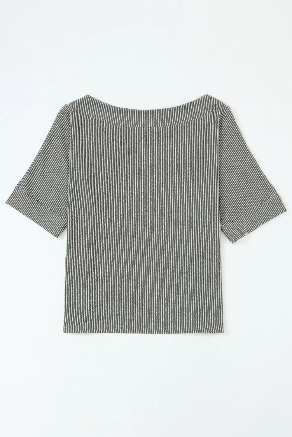 Gray boatneck batwing sleeve cording blouse - tops