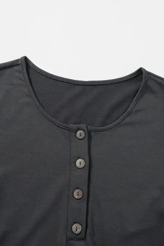 Gray Button Long Sleeve Wide Leg Jumpsuit - Fashionfitz