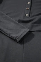 Gray Button Long Sleeve Wide Leg Jumpsuit - Fashionfitz