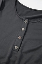 Gray Button Long Sleeve Wide Leg Jumpsuit - Fashionfitz