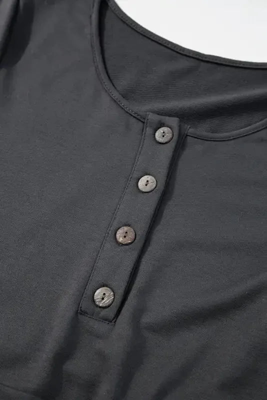 Gray Button Long Sleeve Wide Leg Jumpsuit - Fashionfitz