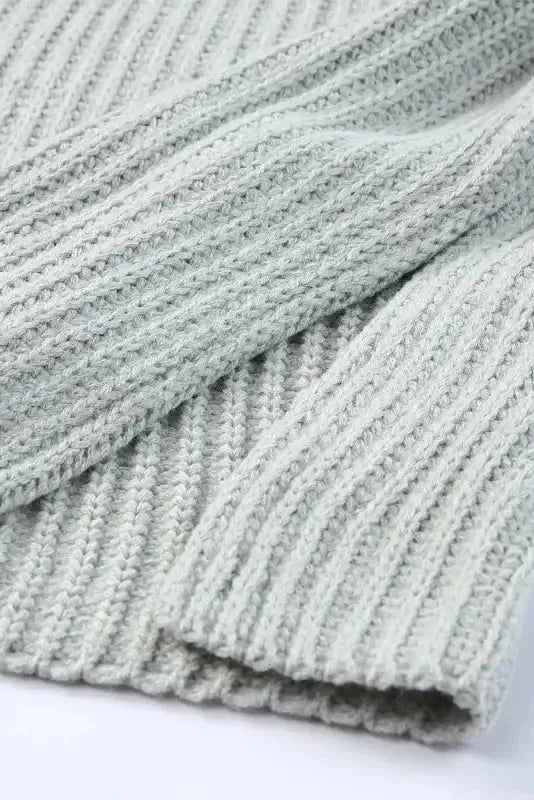 Gray Buttoned Drop Shoulder Oversized Sweater - Fashionfitz