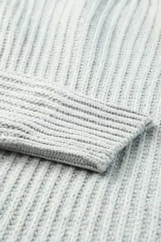 Gray Buttoned Drop Shoulder Oversized Sweater - Fashionfitz