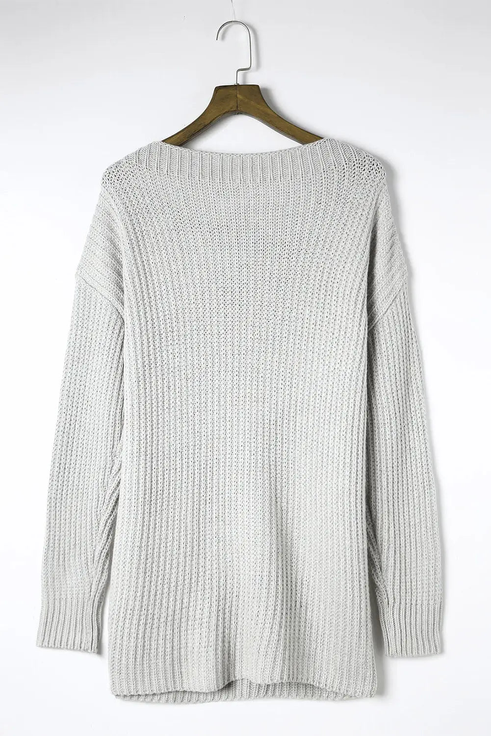 Gray buttoned drop shoulder oversized sweater - sweaters & cardigans
