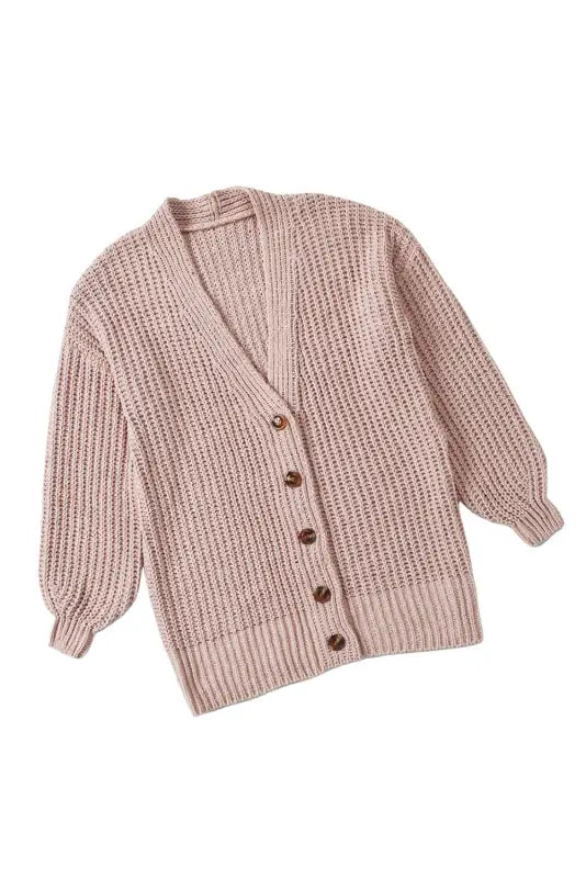 Gray buttoned knit cardigan - cardigans