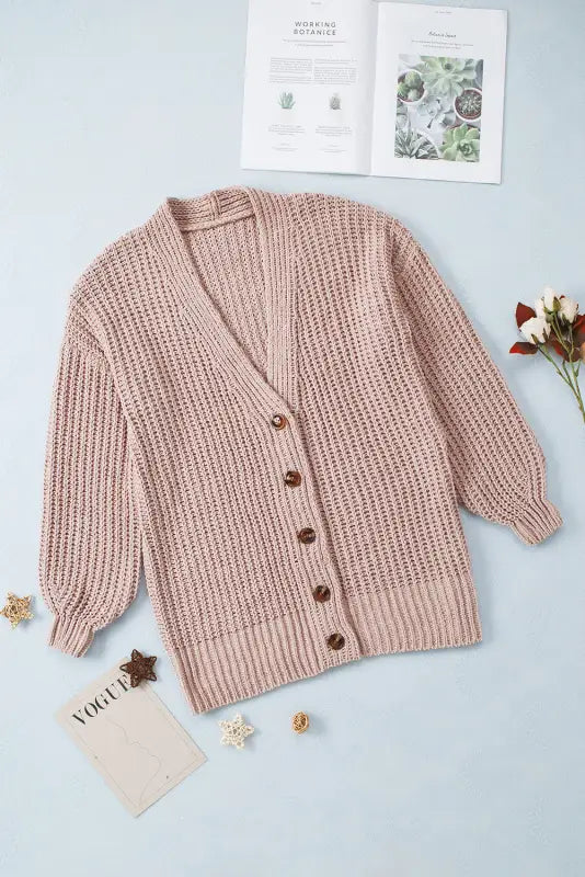 Gray buttoned knit cardigan - cardigans