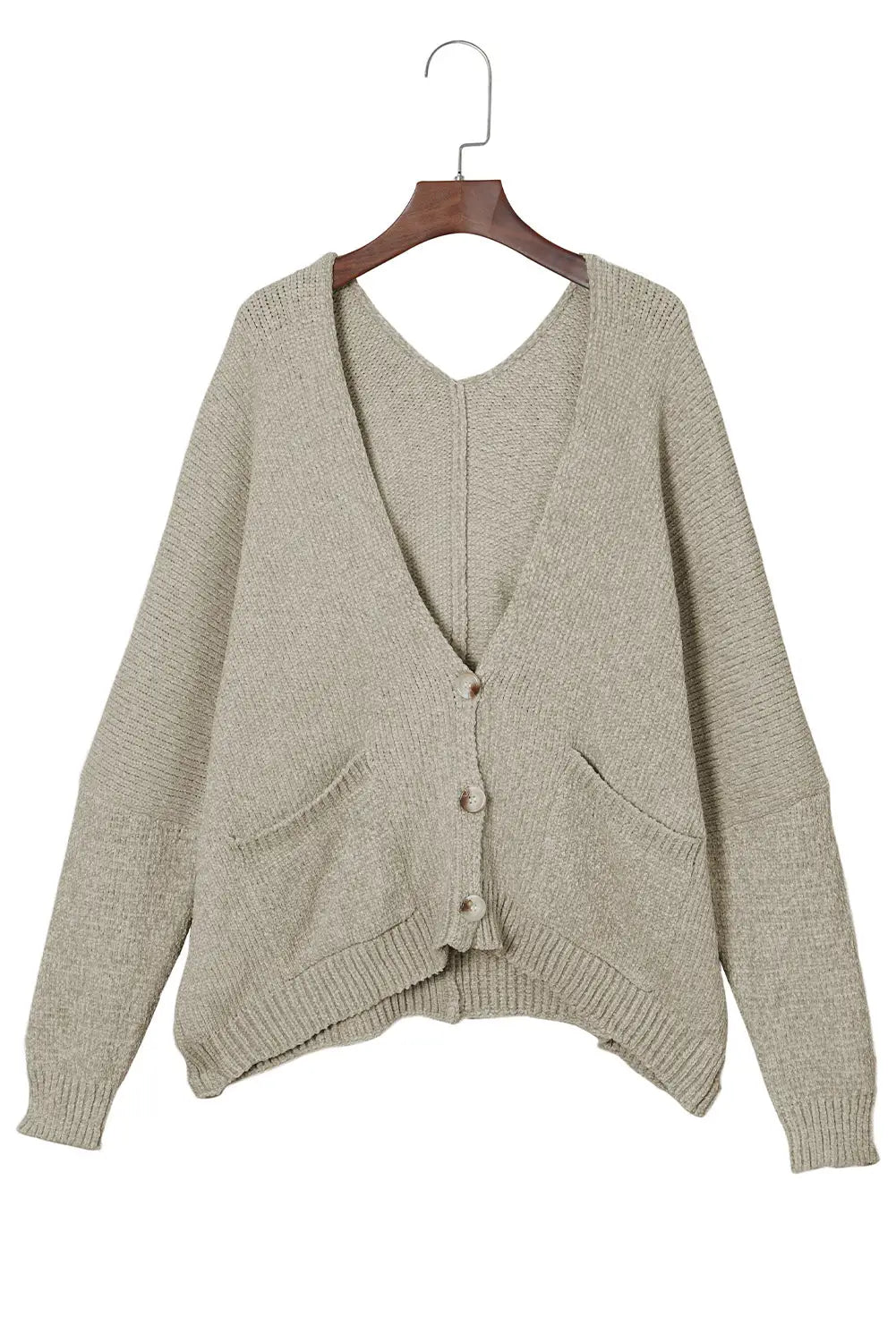 Gray buttons front pocketed sweater cardigan - & cardigans