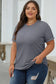 Gray casual plain crew neck tee - tops