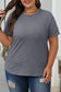 Gray casual plain crew neck tee - tops